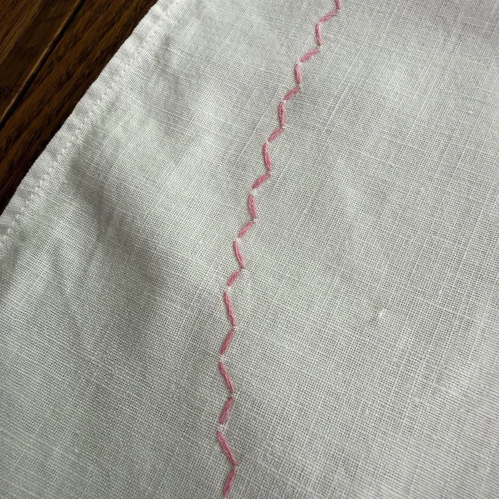 Vtg Embroidered Crochet Dresser Scarf Table Runner Flower Basket Thin Fabric EUC